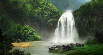 the_waterfall_village_by_e_mendoza-d73z1zt